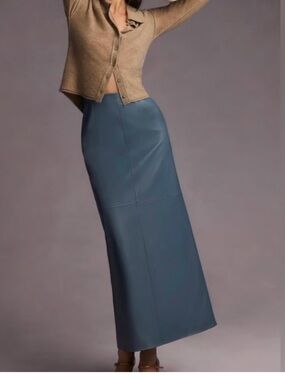 Anthropologie mare mare Faux Leather Maxi Skirt in Slate Blue